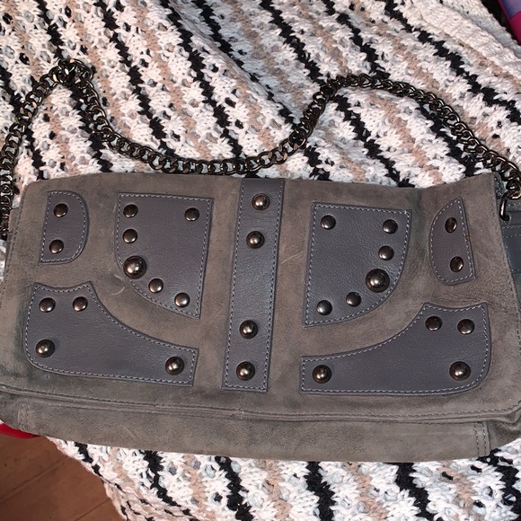 Suede gray shoulder purse - Picture 3 of 9